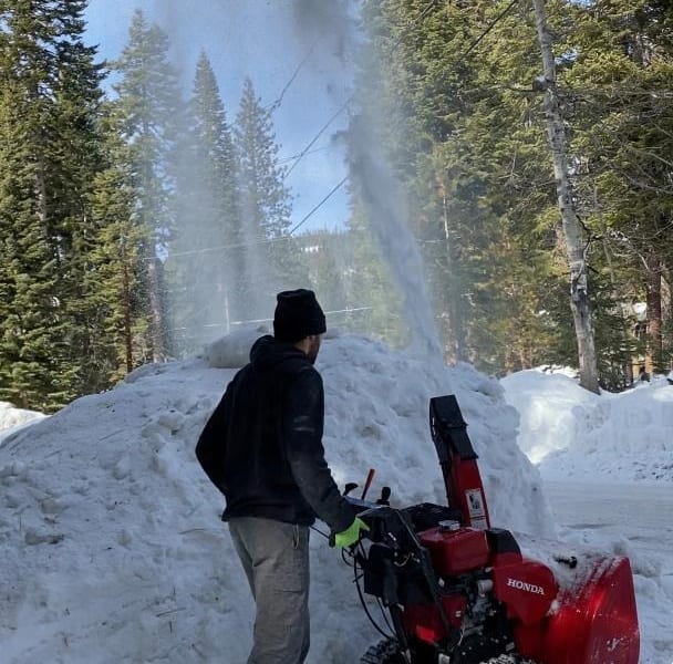 Cleared residential driveway after heavy snowfall in Incline Village